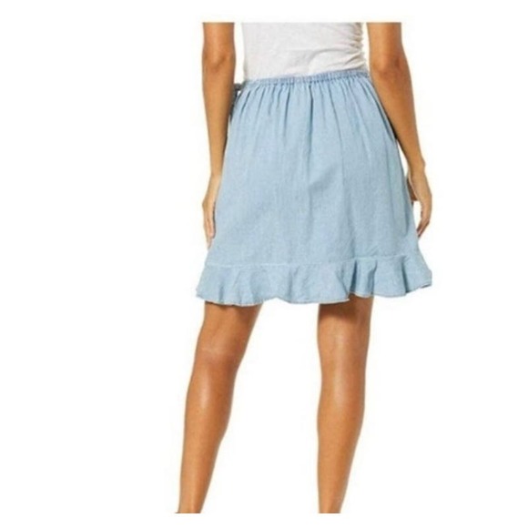 J. Crew Mercantile Faux Wrap Ruffle Chambray Skirt  Small - Picture 2 of 5